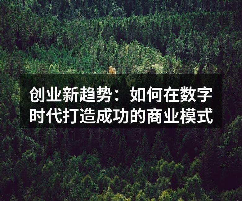 创业新趋势：如何在数字时代打造成功的商业模式