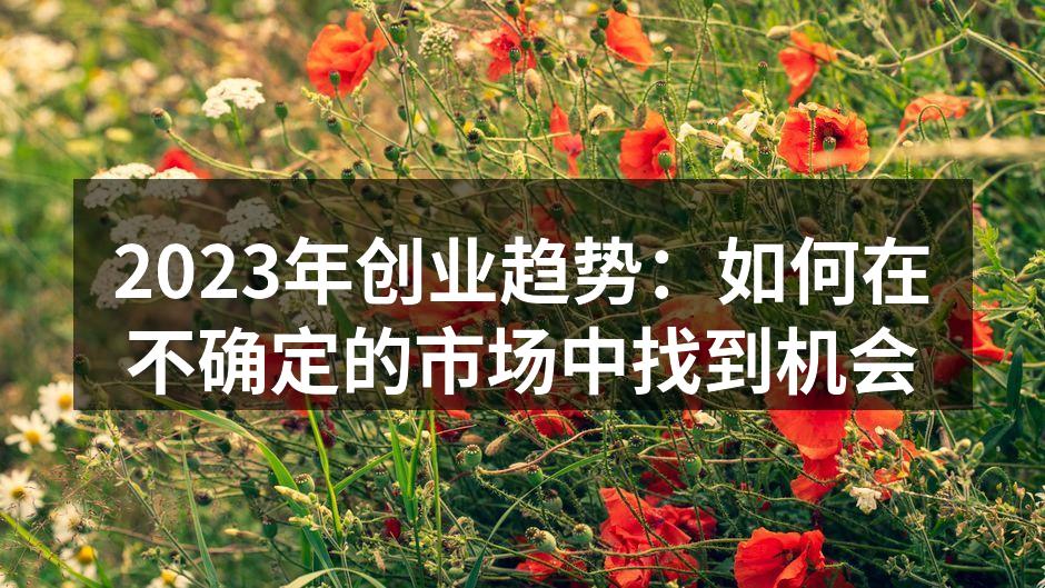 2023年创业趋势：如何在不确定的市场中找到机会
